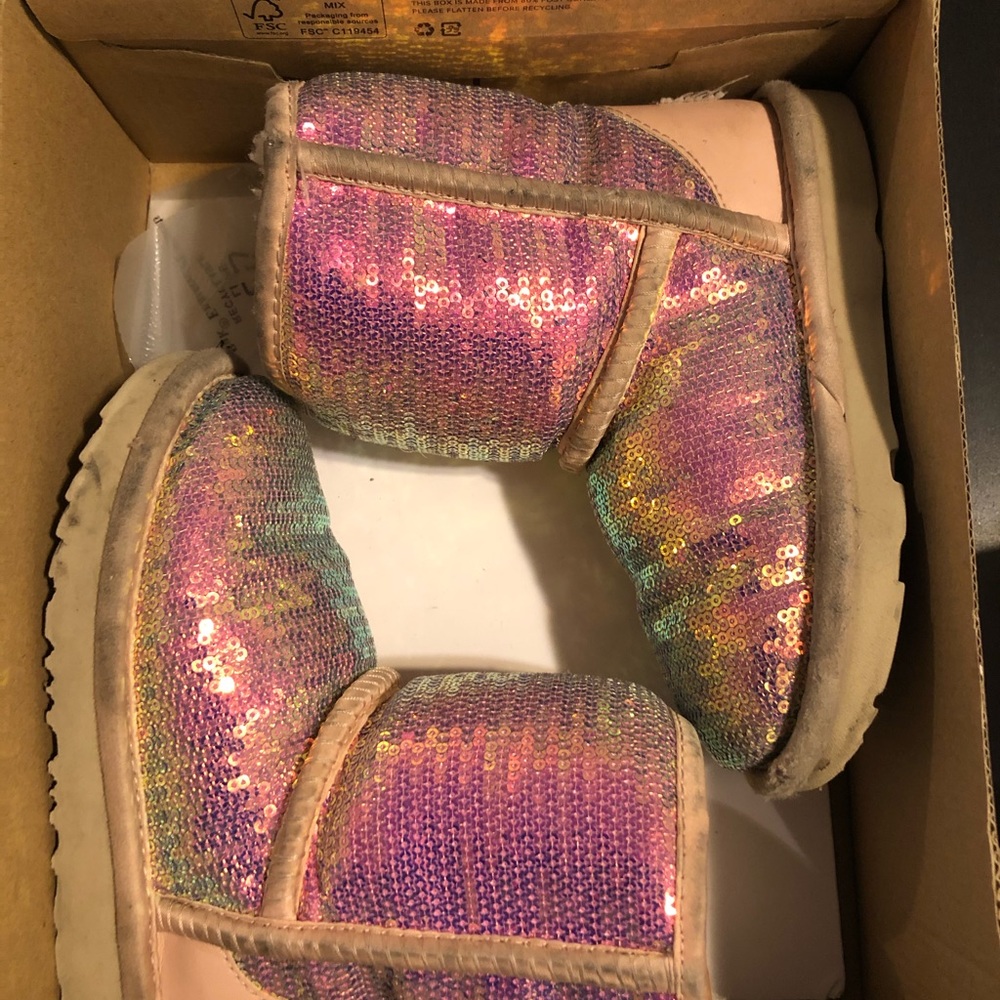 Toddler pink sequin uggs